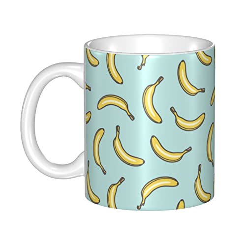 KTQUZCLF Tassen, gelbe Bananen-Keramiktasse, breite Tee-Kaffee- und heiße Schokolade, 330 ml von KTQUZCLF