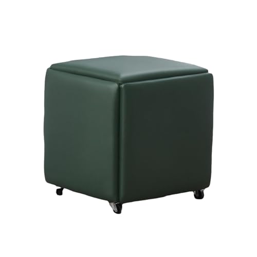 KTREZ 5-in-1 Lagerung Ottomane moderne Würfel Fußbank stapelbar Schuhhocker multifunktionale kleine Sitz faltbare Hocker Würfel Tisch Couchtisch Wohnzimmer Sofa Hocker – Leder-S von KTREZ