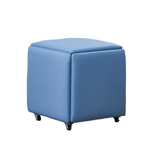 KTREZ 5-in-1 Lagerung Ottomane moderne Würfel Fußbank stapelbar Schuhhocker multifunktionale kleine Sitz faltbare Hocker Würfel Tisch Couchtisch Wohnzimmer Sofa Hocker - Leder-W von KTREZ