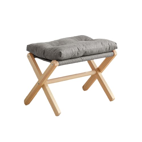 KTREZ Faltbare Fußstütze für Couch, gepolsterter Hocker mit dickem Baumwollkissen, kleine faltbare Ottomane mit X-Beinen, Ottomane, Sofa-Hocker für den Eingangsbereich, Schlafzimmer, Grau von KTREZ