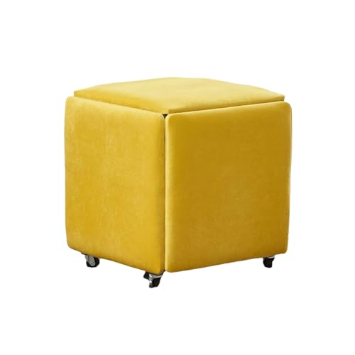 KTREZ Moderne Würfel Fußbank stapelbar Schuhhocker 5-in-1 Aufbewahrungsbox Ottomane multifunktionale kleine Sitz faltbare Hocker Würfel Tisch Couchtisch Wohnzimmer Sofa Hocker – Samt-A von KTREZ