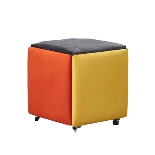 KTREZ Moderne Würfel Fußbank stapelbar Schuhhocker 5-in-1 Aufbewahrungsbox Ottomane multifunktionale kleine Sitz faltbare Hocker Würfel Tisch Couchtisch Wohnzimmer Sofa Hocker – Samt-X von KTREZ