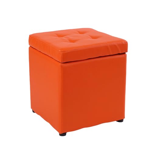 KTREZ Moderne Würfel Fußbank stapelbar Schuhhocker multifunktionale kleine Sitz faltbare Hocker Würfel Tisch Couchtisch Wohnzimmer Sofa Hocker orange von KTREZ