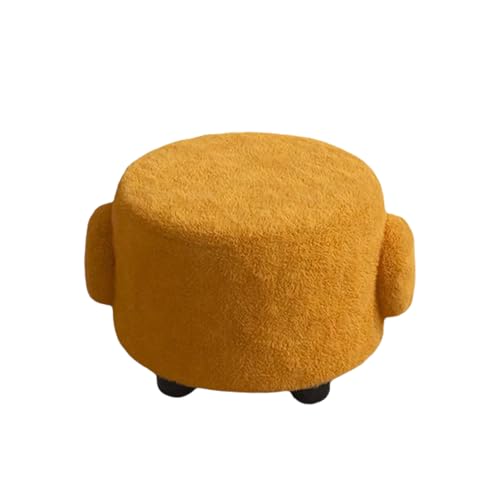 KTREZ Niedlicher runder Sofa-Hocker aus Schafwolle, abnehmbarer Sitzbezug, rutschfestes Fußpolster, atmungsaktiver Stoff, Massivholzrahmen, hochdichter Schaumstoff-Fußstütze, kleiner Sitz für Wohnen von KTREZ