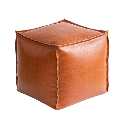 KTREZ PU Leder Licht Luxus Leder Kissen Aufbewahrung Kissen Aufbewahrung Lederkissen Alte Kleidung Aufbewahrung Set Aufbewahrung Hocker Geeignet für Wohnzimmer, Schlafzimmer, Dressing Ro Orange von KTREZ