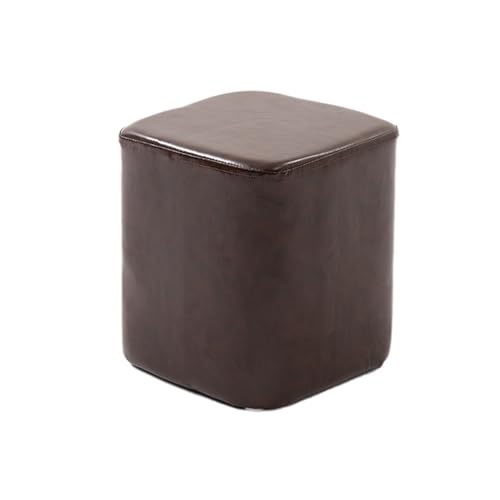 KTREZ Quadratischer Hocker aus PU-Leder mit Massivholzrahmen, 24 x 24 x 27 cm, hochelastischer Schwammsitz, stapelbares Design und robuste Unterstützung, mehrere Farben für Wohnzimmer, Esszimmer von KTREZ