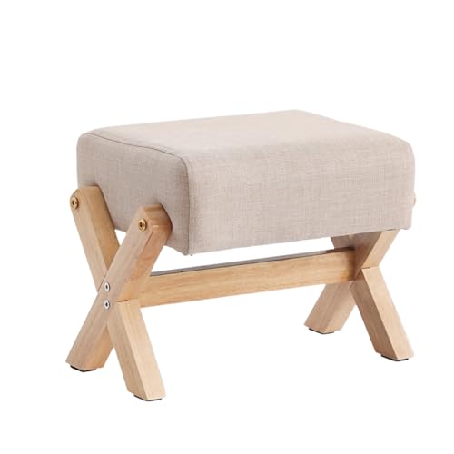 KTREZ Rechteckige Fußbank mit X-Beine, 27 cm Höhe Fußstütze Ottomane mit Holzbeinen, Sofa, Tee-Stuhl Hocker mit gepolstert, ersetzen Schuhe Arbeitsplatz für Wohnzimmer Schlafzimmer Eingang außerhalb S von KTREZ