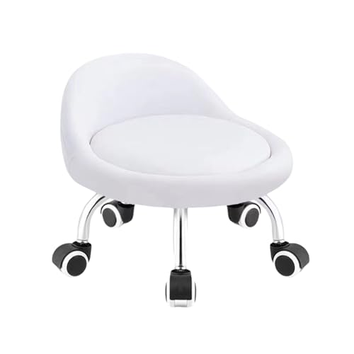 KTREZ Rollstuhl mit Rückenlehne 204 kg hohe Gewichtskapazität PU-Leder Rollstuhl und schwere leise Universalrad für Männer Frauen junge Mädchen Möbelgeschenk, zu Hause off-white von KTREZ