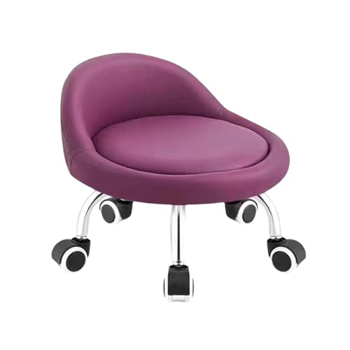 KTREZ Rollstuhl mit Rückenlehne 204 kg hohe Gewichtskapazität PU-Leder Rollstuhl und schwere leise Universalrad für Männer Frauen junge Mädchen Möbelgeschenk, zu Hause von lila von KTREZ