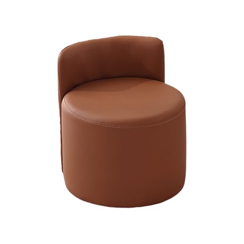 KTREZ Runder Hocker aus PU-Leder mit Rückenlehne, 34 x 35 x 40 cm, Massivholzrahmen, hochdichter Schaumstoffsitz, rutschfeste Füße, mehrere Farben, kompakte Fußstütze für Wohnzimmer oder Schlafzimmer von KTREZ