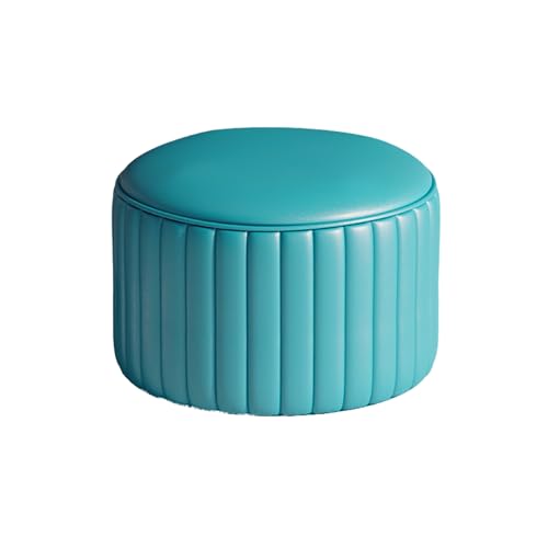 KTREZ Runder niedriger Hocker aus PU-Leder, 36 x 36 x 24 cm, rutschfeste Füße, stapelbares Design, hochdichter Schaumstoffsitz, mehrere Farben, keine Montage, kompakte Fußstütze für Wohnzimmer, Blau 2 KTREZ Runder niedriger Hocker aus PU-Leder, 36 x 36 x 24 cm, rutschfeste Füße, stapelbares Design, hochdichter Schaumstoffsitz, mehrere Farben, keine Montage, kompakte Fußstütze für Wohnzimmer, Blau 2 von KTREZ