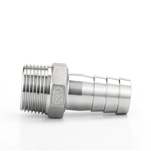 304 Edelstahl 1/8" 1/4" 3/8" 1/2" BSP Außengewinde Rohrverschraubung auf 6 8 10 12 mm ID Widerhaken Schlauchanschluss Reduzierstück Mehrere Größen, 3/8", 8 mm Rohr von KTUCN