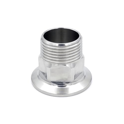 BSPT 1/2“ 3/4“ 1” 1-1/4” 1-1/2” 2“ Edelstahl 304 Sanitär Sechskant Außengewinde Ferrule Rohrverschraubung Passend für Tri-Clamp,DN25OD50.5MM von KTUCN
