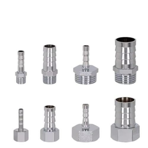 Gerader 1/8" 1/4" 3/8" 1/2" BSP männlich weiblich 4 6 8 10 12 14 16 19 25 mm Schlauchanschluss Verchromter Edelstahl-Rohranschluss, männlich, 8 mm Anschlussstück x 3l8 BSPP von KTUCN