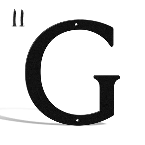 Hausnummern und Buchstaben, Metall, 10,2 cm, Schwarz, moderne Adressschilder, Outdoor-Briefkastennummern mit Nagelset, für Häuser, Hotels, Wohnungen, Straßen (Buchstabe G) von KTVBeng Di