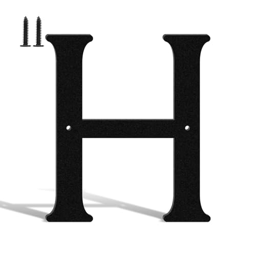 Hausnummern und Buchstaben, Metall, 10,2 cm, Schwarz, moderne Adressschilder, Outdoor-Briefkastennummern mit Nagelset, für Häuser, Hotels, Wohnungen, Straßen (Buchstabe H) von KTVBeng Di