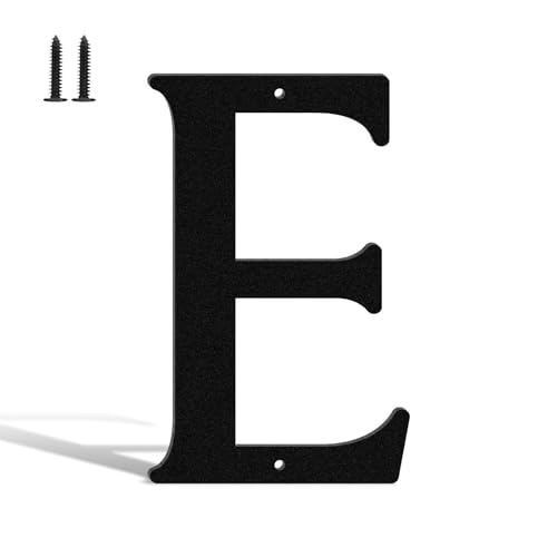 Hausnummern und Buchstaben, Metall, 12,7 cm, Schwarz, moderne Adressschilder, Outdoor-Briefkastennummern mit Nagelset, für Häuser, Hotels, Wohnungen, Straßen (Buchstabe E) von KTVBeng Di