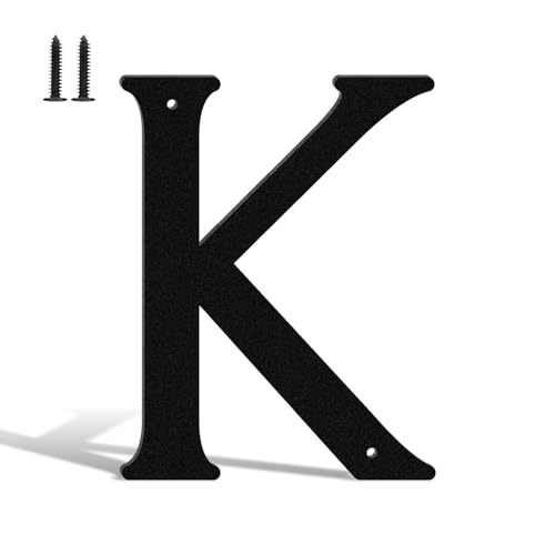 Hausnummern und Buchstaben, Metall, 12,7 cm, Schwarz, moderne Adressschilder, Outdoor-Briefkastennummern mit Nagelset, für Häuser, Hotels, Wohnungen, Straßen (Buchstabe K) von KTVBeng Di