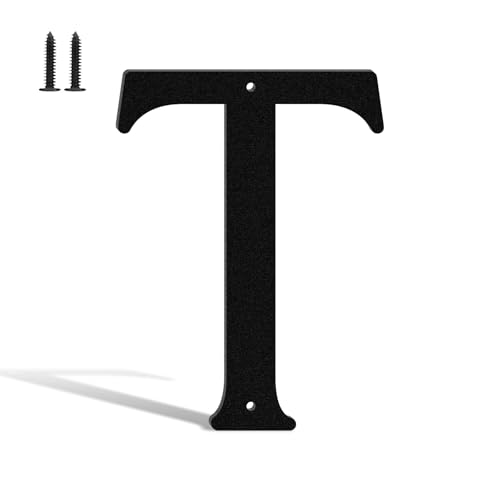 Hausnummern und Buchstaben, Metall, 15,2 cm, Schwarz, moderne Adressschilder, Outdoor-Briefkastennummern mit Nagelset, für Häuser, Hotels, Wohnungen, Straßen (Buchstabe T) von KTVBeng Di