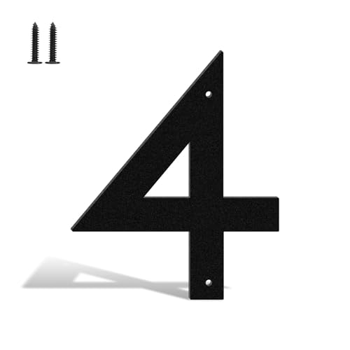 Hausnummern und Buchstaben, Metall, 15,2 cm, Schwarz, moderne Adressschilder, Outdoor-Briefkastennummern mit Nagelset, für Häuser, Hotels, Wohnungen, Straßen (Nummer 4) von KTVBeng Di