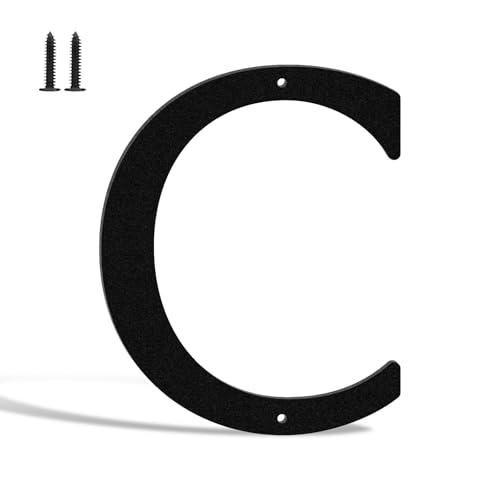 Hausnummern und Buchstaben, Metall, 17,8 cm, Schwarz, moderne Adressschilder, Outdoor-Briefkastennummern mit Nagelset, für Häuser, Hotels, Wohnungen, Straßen (Buchstabe C) von KTVBeng Di