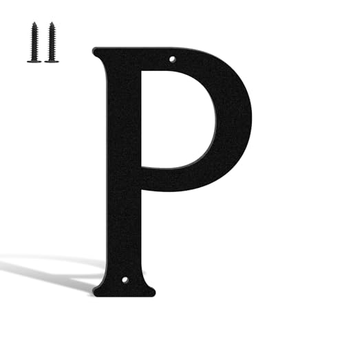 Hausnummern und Buchstaben, Metall, 17,8 cm, Schwarz, moderne Adressschilder, Outdoor-Briefkastennummern mit Nagelset, für Häuser, Hotels, Wohnungen, Straßen (Buchstabe P) von KTVBeng Di