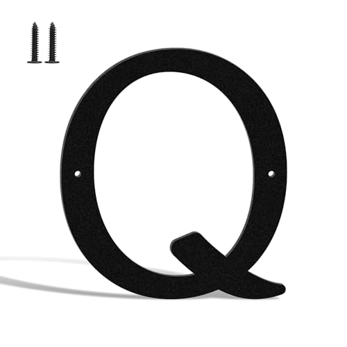 Hausnummern und Buchstaben, Metall, 17,8 cm, Schwarz, moderne Adressschilder, Outdoor-Briefkastennummern mit Nagelset, für Häuser, Hotels, Wohnungen, Straßen (Buchstabe Q) von KTVBeng Di
