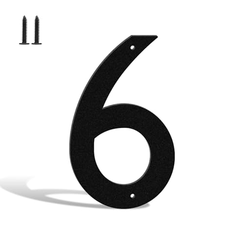 Hausnummern und Buchstaben, Metall, 17,8 cm, Schwarz, moderne Adressschilder, Outdoor-Briefkastennummern mit Nagelset, für Häuser, Hotels, Wohnungen, Straßen (Nummer 6) von KTVBeng Di