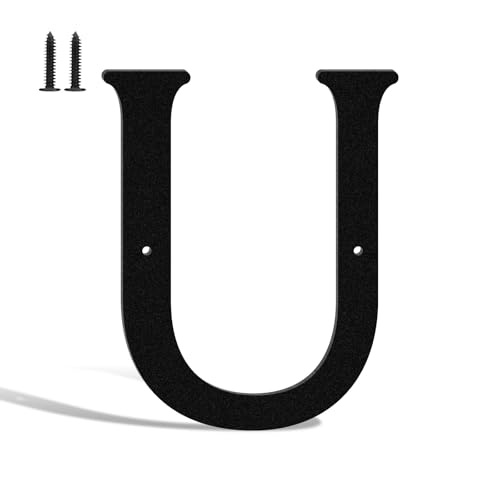 Hausnummern und Buchstaben, Metall, 20,3 cm, Schwarz, moderne Adressschilder, Outdoor-Briefkastennummern mit Nagelset, für Häuser, Hotels, Wohnungen, Straßen (Buchstabe U) von KTVBeng Di