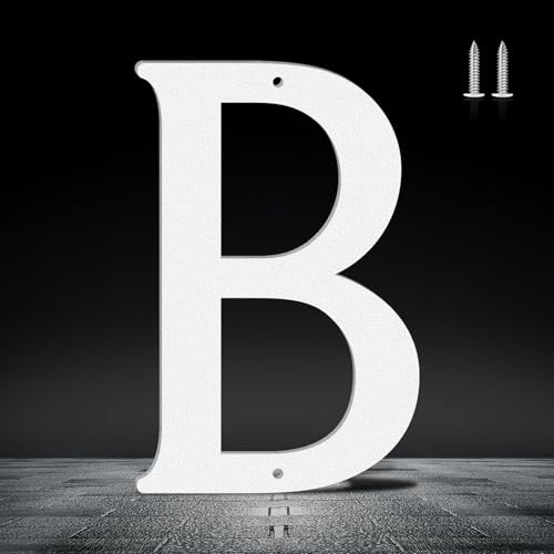 Hausnummern und Buchstaben, Metall, 20,3 cm, Weiß, moderne Adressschilder, Outdoor-Briefkastennummern mit Nagelset, für Häuser, Hotels, Wohnungen, Straßen (Buchstabe B) von KTVBeng Di