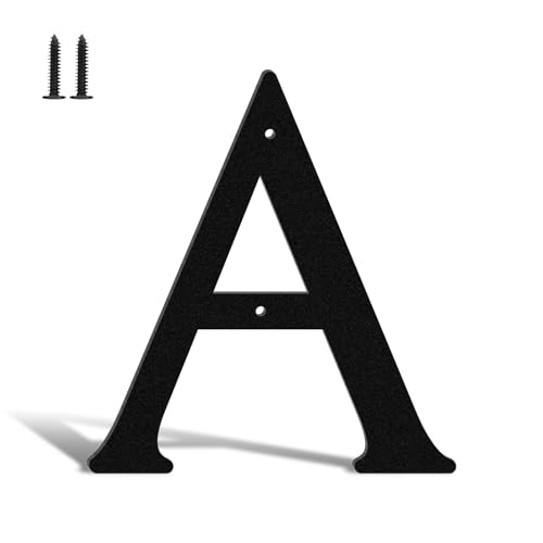 Hausnummern und Buchstaben aus Metall, 15,2 cm, schwarz, moderne Adressschilder, Outdoor-Briefkastennummern mit Nagelset, für Häuser, Hotels, Wohnungen, Straßen (Buchstabe A) von KTVBeng Di