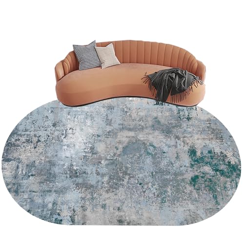 KTYUTJDH Ovaler Teppiche,Dunkelgrün Hellblau Grau Weiß Braun Taupe Moderne Deko,Grau,Oval 120 x 180 cm, Kurzflor Deko Sofa Wohnzimmer Schlafzimmer kommode Flächenteppich, von KTYUTJDH