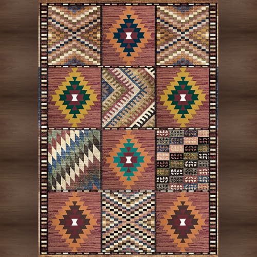 KTYUTJDH Teppiche, Braun Gelb Blau Grün Vintage Orange Patchwork,Anthrazit-Rot,Rechteckig 140 x 200 cm,Wohnzimmerteppich Teppich Schlafzimmer Jugendzimmer Unter Esstisch KTYUTJDH Teppiche, Braun Gelb Blau Grün Vintage Orange Patchwork,Anthrazit-Rot,Rechteckig 140 x 200 cm,Wohnzimmerteppich Teppich Schlafzimmer Jugendzimmer Unter Esstisch von KTYUTJDH