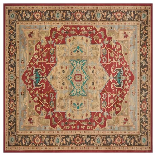 KTYUTJDH Teppiche, Rot-Gelb-Blumenmuster, Vintage, Blaugrün, Mehrfarbig, Quadratisch 100 x 100 cm Dekorativer Innenteppiche für Schlafzimmer, Tisch Stuhl Holzboden Matte, KTYUTJDH Teppiche, Rot-Gelb-Blumenmuster, Vintage, Blaugrün, Mehrfarbig, Quadratisch 100 x 100 cm Dekorativer Innenteppiche für Schlafzimmer, Tisch Stuhl Holzboden Matte, von KTYUTJDH