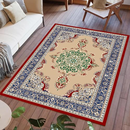 KTYUTJDH Teppiche,Blau Rot Grün Beige Floral Vintage Orientalisch,Mehrfarbig,Rechteckig 200 x 280 cm Groß Teppich für Schlafzimmer Wohnzimmerteppich Waschbar Rutschfester KTYUTJDH Teppiche,Blau Rot Grün Beige Floral Vintage Orientalisch,Mehrfarbig,Rechteckig 200 x 280 cm Groß Teppich für Schlafzimmer Wohnzimmerteppich Waschbar Rutschfester von KTYUTJDH