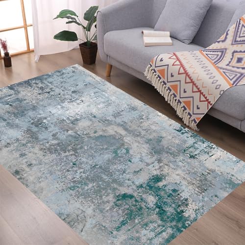 KTYUTJDH Teppiche,Dunkelgrün Hellblau Grau Weiß Braun Taupe Moderne Deko,Grau,Rechteck 150 x 240 cm, Teppich Wohnzimmer Schlafzimmer Jugendzimmer Unter Esstisch von KTYUTJDH