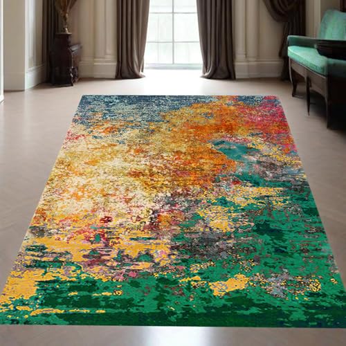 KTYUTJDH Teppiche,Grün Blau Abstrakt Fuchsia Gelb Beige Modernes Dekor, Mehrfarbig, Rechteckig 140 x 200 cm,Wohnzimmerteppich Teppich Schlafzimmer Jugendzimmer Unter Esstisch KTYUTJDH Teppiche,Grün Blau Abstrakt Fuchsia Gelb Beige Modernes Dekor, Mehrfarbig, Rechteckig 140 x 200 cm,Wohnzimmerteppich Teppich Schlafzimmer Jugendzimmer Unter Esstisch von KTYUTJDH