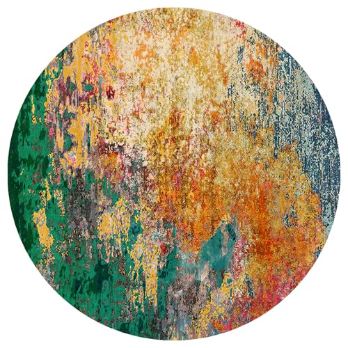 KTYUTJDH Teppiche,Grün Blau Abstrakt Fuchsia Gelb Beige Modernes Dekor, Mehrfarbig, Rund ø 160 cm, Teppich für Wohnzimmer Sofa Büro Haus Dekoration Esszimmer Schlafzimmer KTYUTJDH Teppiche,Grün Blau Abstrakt Fuchsia Gelb Beige Modernes Dekor, Mehrfarbig, Rund ø 160 cm, Teppich für Wohnzimmer Sofa Büro Haus Dekoration Esszimmer Schlafzimmer von KTYUTJDH