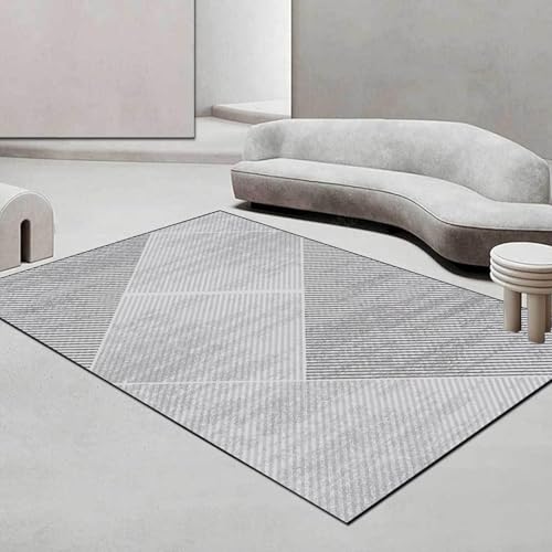 KTYUTJDH Teppiche,Modernes neutrales grau-schwarz-weißes geometrisches Design, Grau, Quadrat 140 x 140 cm, Teppich Wohnzimmer Schlafzimmer Sofa, Büro Schreibtisch und Stuhl, von KTYUTJDH