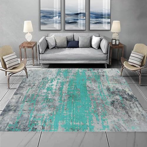 KTYUTJDH Teppiche,Schwarz Grau Weiß Abstrakt Modern,Grün,Rechteckig 150 x 240 cm, Teppich Wohnzimmer Schlafzimmer Jugendzimmer Unter Esstisch von KTYUTJDH