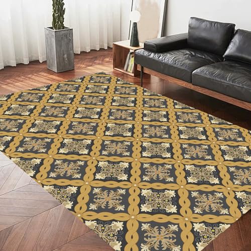 KTYUTJDH Teppiche,Senfgelb Geometrisch Braun Beige Floral Anthrazit-Grau,Schwarz,Rechteckig 150 x 240 cm, Teppich Wohnzimmer Schlafzimmer Jugendzimmer Unter Esstisch von KTYUTJDH