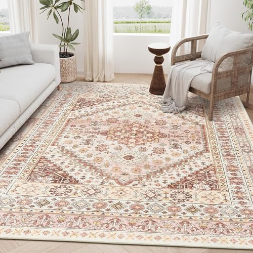 KTYUTJDH Teppiche,Vintage Distressed Rot Rosa Gelb Blumen Moderne Drucke, Mehrfarbig, Rechteckig 180 x 280 cm, Waschbar rutschfeste Kurzflor Teppich Große Wohnzimmer Schlafzimmer KTYUTJDH Teppiche,Vintage Distressed Rot Rosa Gelb Blumen Moderne Drucke, Mehrfarbig, Rechteckig 180 x 280 cm, Waschbar rutschfeste Kurzflor Teppich Große Wohnzimmer Schlafzimmer von KTYUTJDH