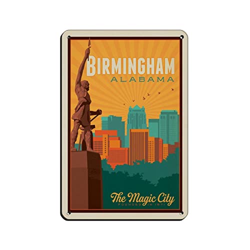 Lustige Blechschilder Birmingham Alabama Reise-Blechschilder Retro Bar Pub Diner Cafe Home Badezimmer und Zimmer Kunst 15 x 30 cm von KTYWZ