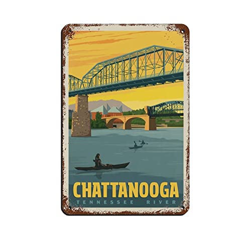 Lustige Blechschilder Chattanooga Tennessee River Reise-Blechschilder Retro Bar Pub Diner Cafe Home Badezimmer und Zimmer Kunst 30 x 40 cm von KTYWZ