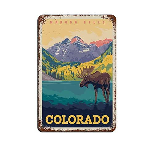 Lustige Blechschilder Colorado Maroon Bells Reise-Blechschilder Retro Bar Pub Diner Cafe Home Badezimmer und Zimmer Kunst 15 x 30 cm von KTYWZ
