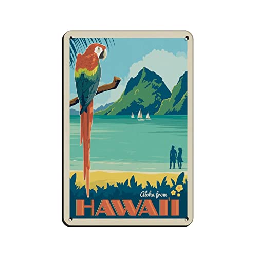 Lustige Blechschilder Hawaii Tropical Paradise Reise-Blechschilder Retro Bar Pub Diner Cafe Home Badezimmer und Zimmerkunst 20 x 30 cm von KTYWZ