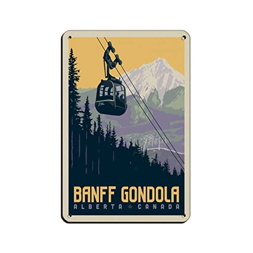 Lustige Blechschilder Kanada Banff Gondel Reise Blechschilder Retro Bar Pub Diner Cafe Home Badezimmer und Zimmer Kunst 15x30CM von KTYWZ