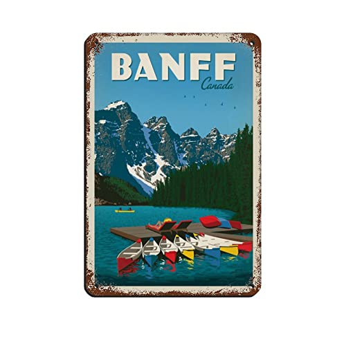 Lustige Blechschilder Kanada Banff Reise Blechschilder Retro Bar Pub Diner Cafe Home Badezimmer und Zimmer Kunst 15x30CM von KTYWZ