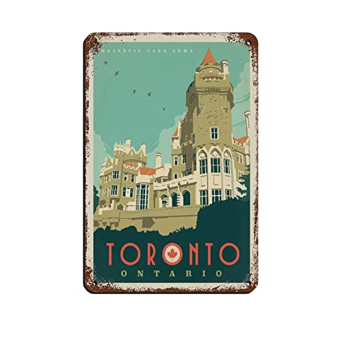 Lustige Blechschilder Kanada Toronto Casa Loma Reise-Blechschilder Retro Bar Pub Diner Cafe Home Badezimmer und Zimmer Kunst 30 x 30 cm von KTYWZ