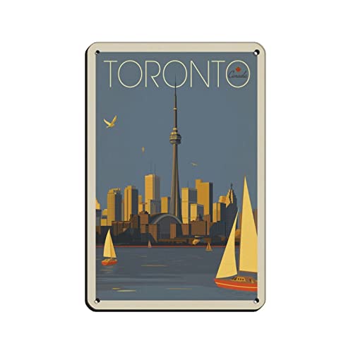 Lustige Blechschilder mit dem Motiv „Kanada Toronto Segelboote Reise-Blechschilder Retro Bar Pub Diner Cafe Home Badezimmer und Zimmerkunst 15 x 30 cm von KTYWZ
